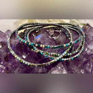 New Green & Blue Rhinestone Cupchain Bracelets